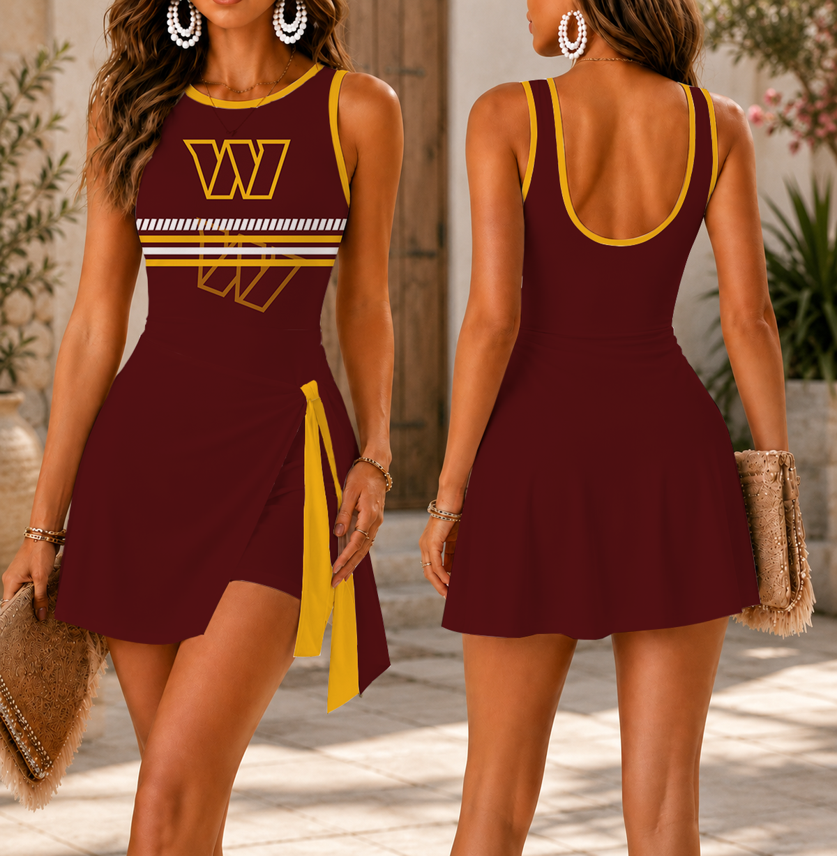 LIMITED EDITION - NEW CUSTOMIZED NFL12 WTC WASHINGTON COMMANDERS WOMEN'S SUMMER SKORT DRESS