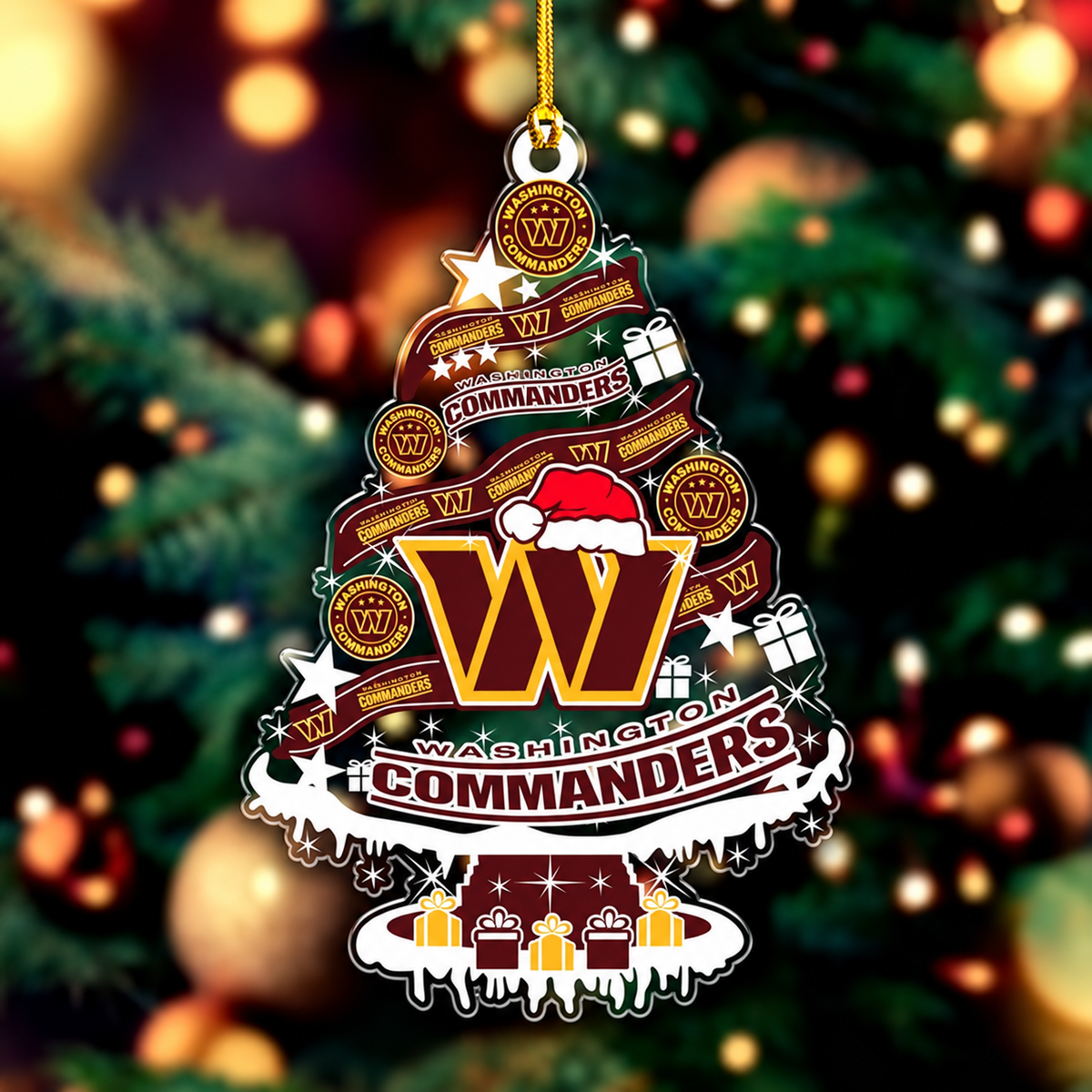SPECIAL EDITION - NEW CUSTOMIZED NFL12 WTC WASHINGTON COMMANDERS CHRISTMAS ACRYLIC ORNAMENT