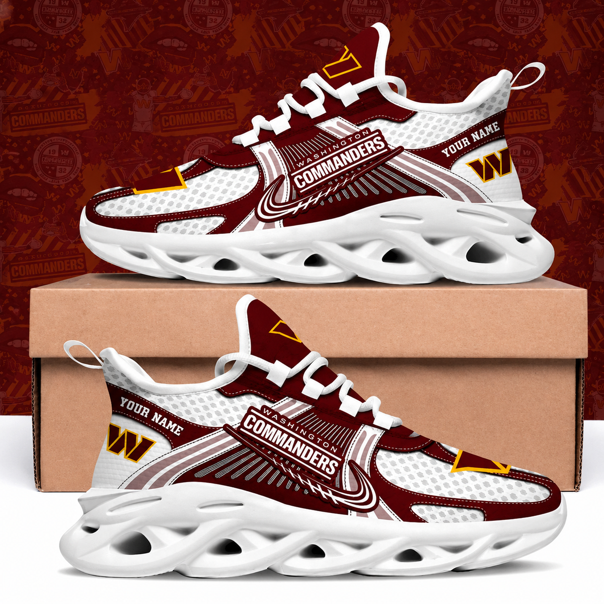 SPECIAL EDITION - NEW CUSTOMIZED NFL12 WTC WASHINGTON COMMANDERS MAX SOUL SHOES