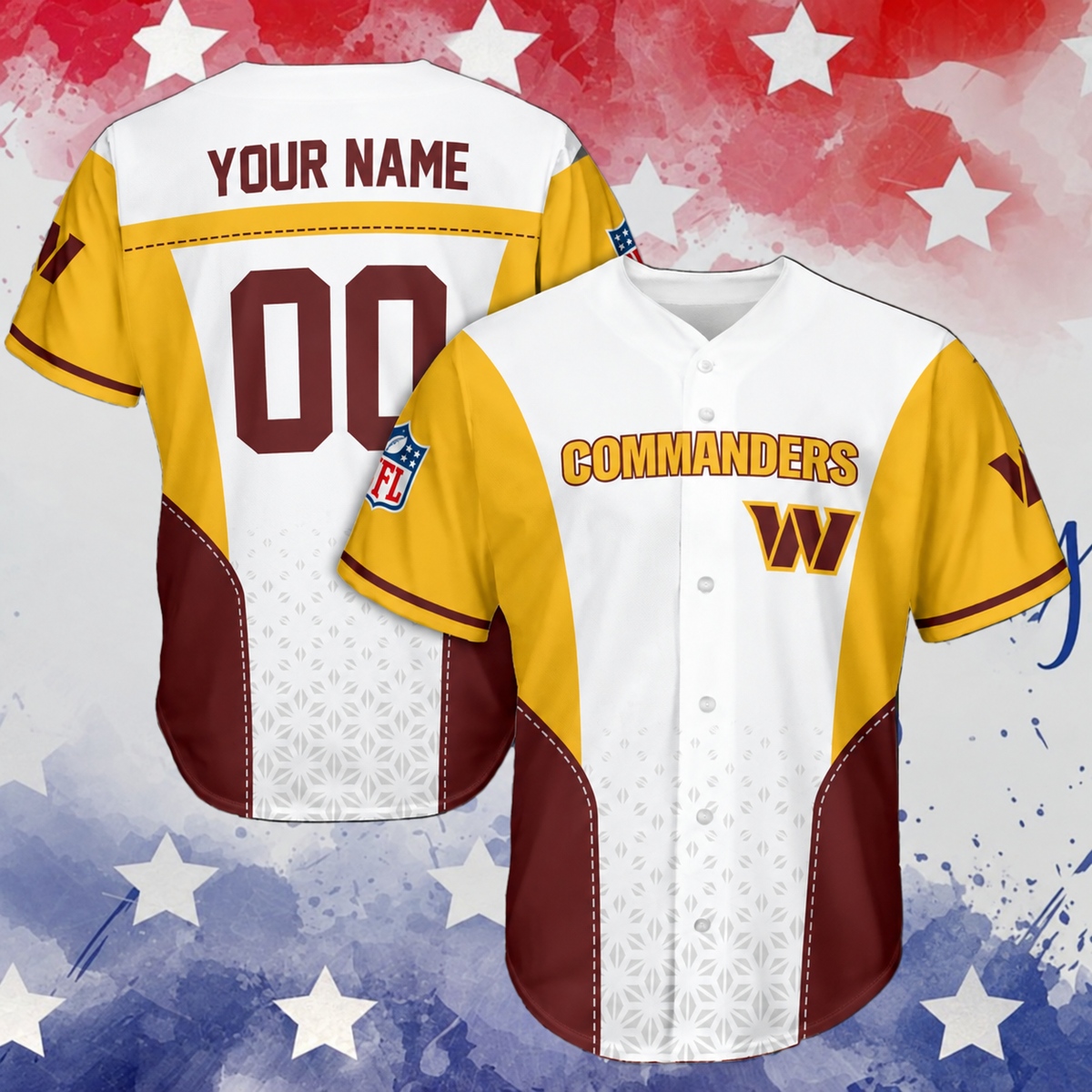 VIRAL EDITION - NEW CUSTOMIZED NFL12 WTC WASHINGTON COMMANDERS BASEBALL JERSEY