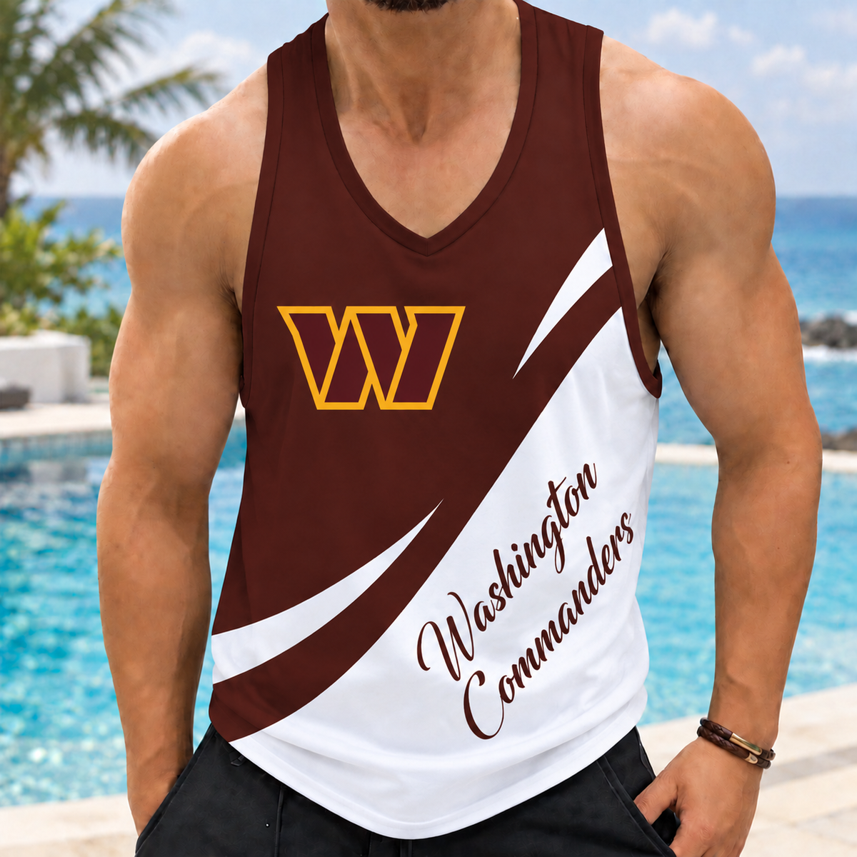 ELITE EDITION - NEW CUSTOMIZED NFL12 WTC WASHINGTON COMMANDERS MEN'S TANK TOP