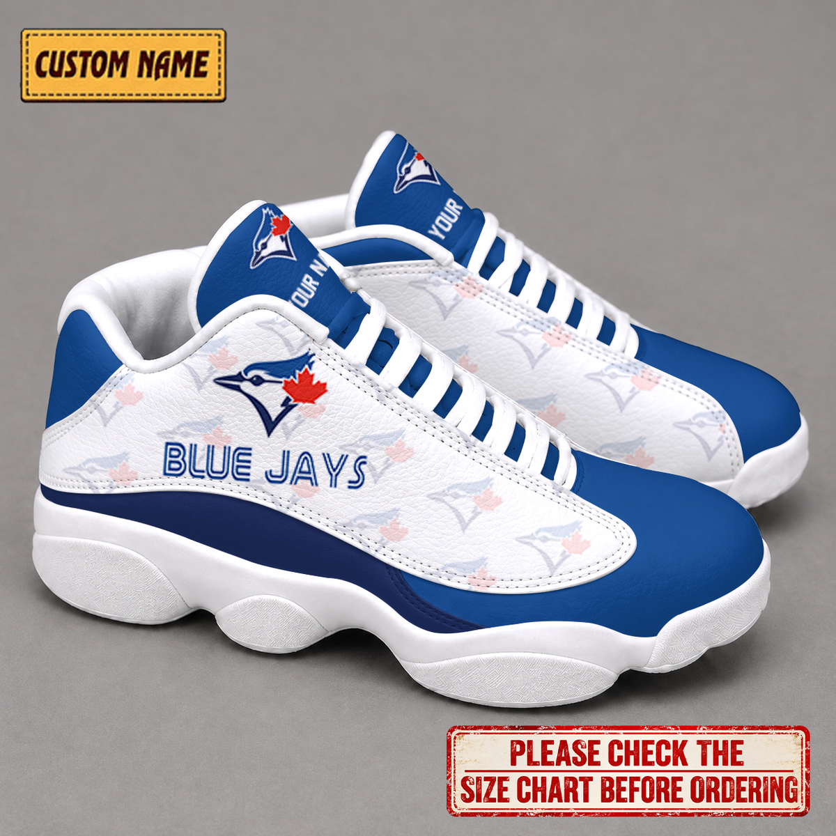 LIMITED EDITION - NEW CUSTOMIZED NFL12 TBJ TORONTO BLUE JAYS AIR JORDAN 13 LOW TOP SNEAKER