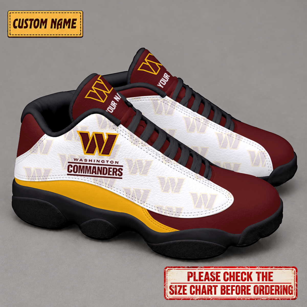 LIMITED EDITION - NEW CUSTOMIZED NFL12 WTC WASHINGTON COMMANDERS AIR JORDAN 13 LOW TOP SNEAKER