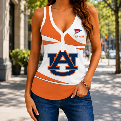 ELETE EDITION - NEW CUSTOMIZED NCAA FBS13 ABT AUBURN TIGERS WOMEN'S V-NECK TANK TOP