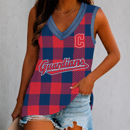 SPECIAL EDITION - NEW CUSTOMIZED MLB13 CGS CLEVELAND GUARDIANS WOMEN'S V-NECK TANK TOP