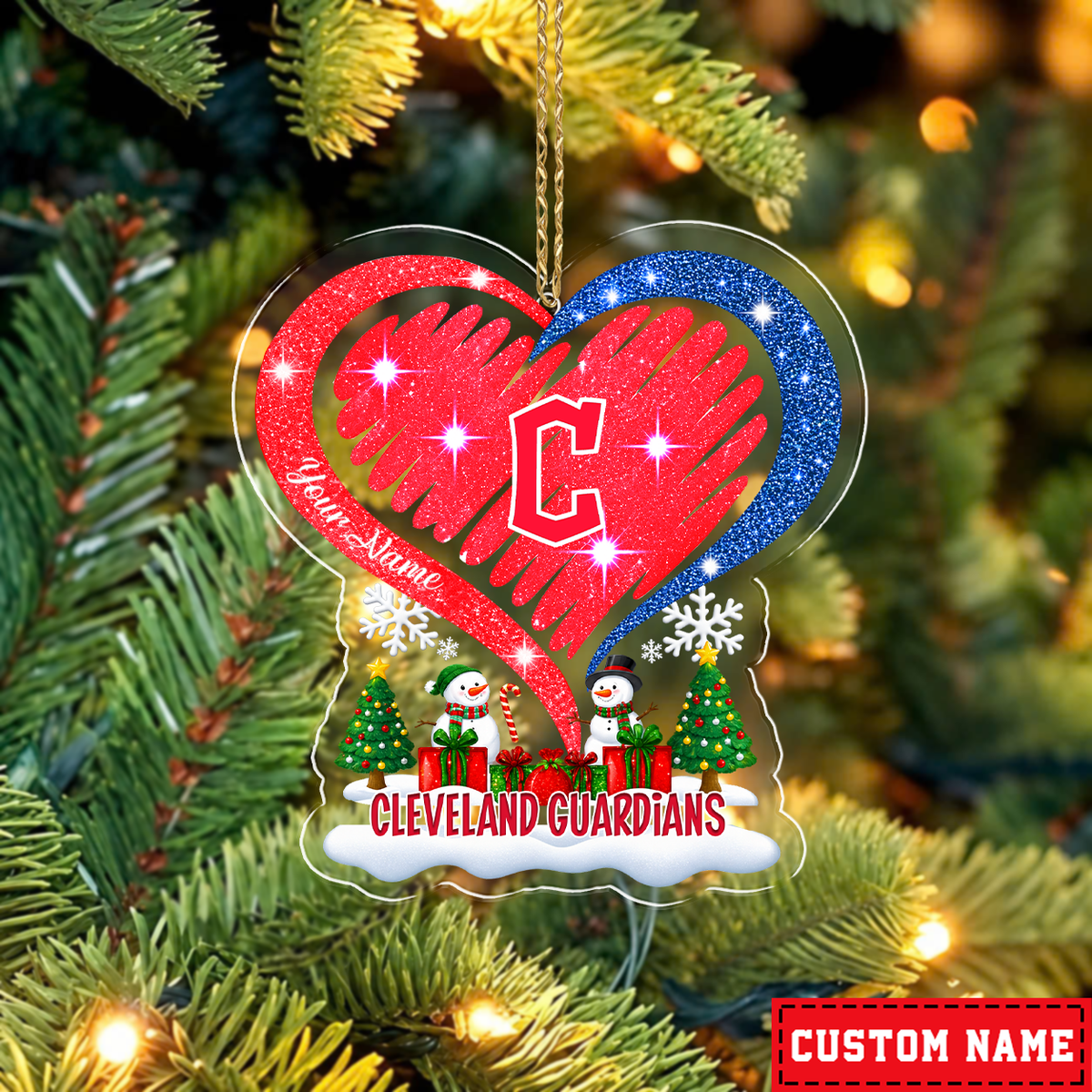 FINAL SALE - NEW CUSTOMIZED MLB13 CGS CLEVELAND GUARDIANS CHRISTMAS ACRYLIC ORNAMENT