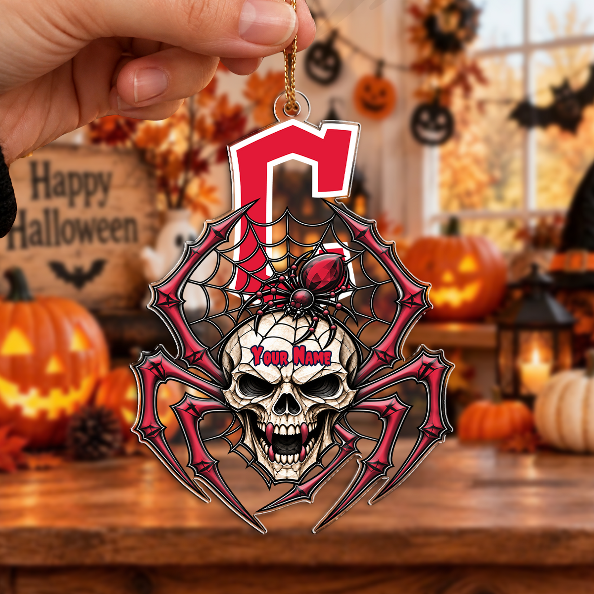FINAL SALE - NEW CUSTOMIZED MLB13 CGS CLEVELAND GUARDIANS HALLOWEEN ACRYLIC ORNAMENT