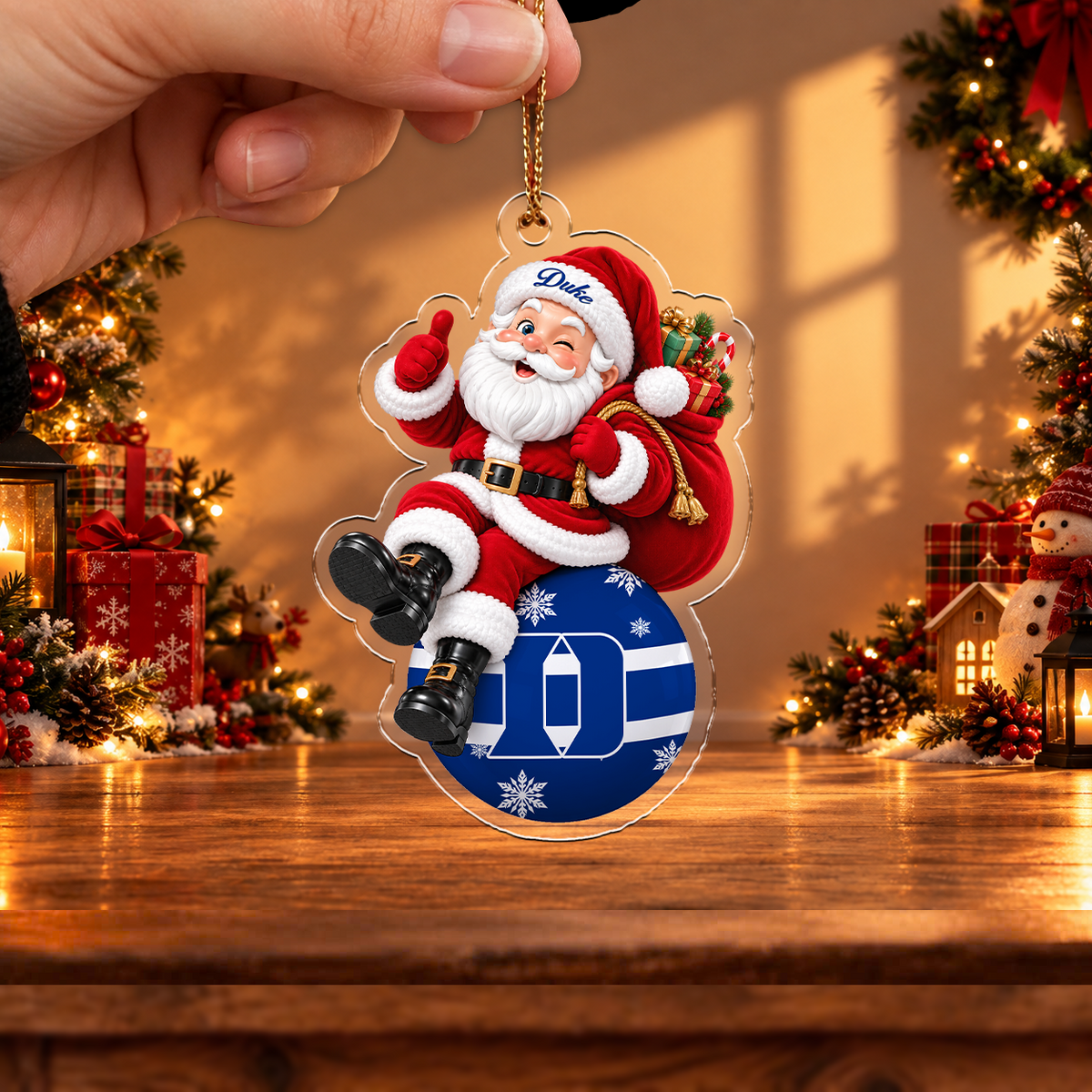 FLASH SALE - NEW CUSTOMIZED NCAA CFH13 DLD DUKE BLUE DEVILS CHRISTMAS ACRYLIC ORNAMENT