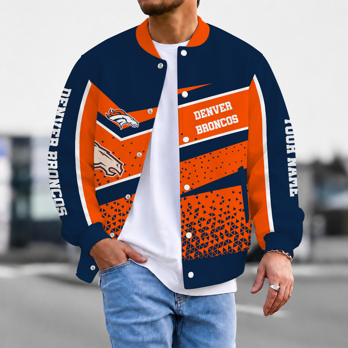 LIMITED EDITION - NEW CUSTOMIZED NFL13 DVB DENVER BRONCOS SATIN VARSITY & BASEBALL JACKET