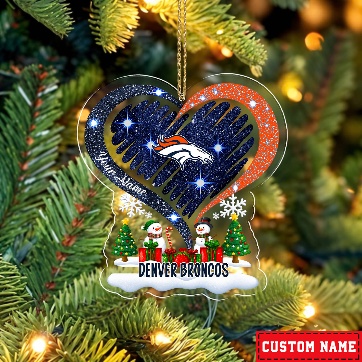 LIMITED EDITION - NEW CUSTOMIZED NFL13 DVB DENVER BRONCOS CHRISTMAS ACRYLIC ORNAMENT
