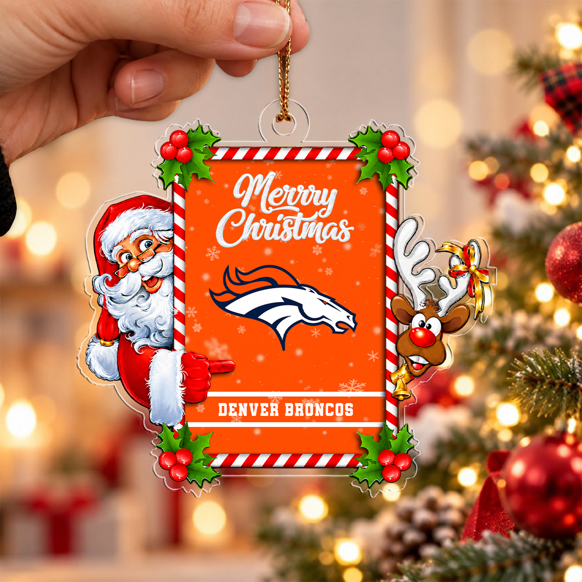 FINAL SALE - NEW CUSTOMIZED NFL13 DVB DENVER BRONCOS CHRISTMAS ACRYLIC ORNAMENT
