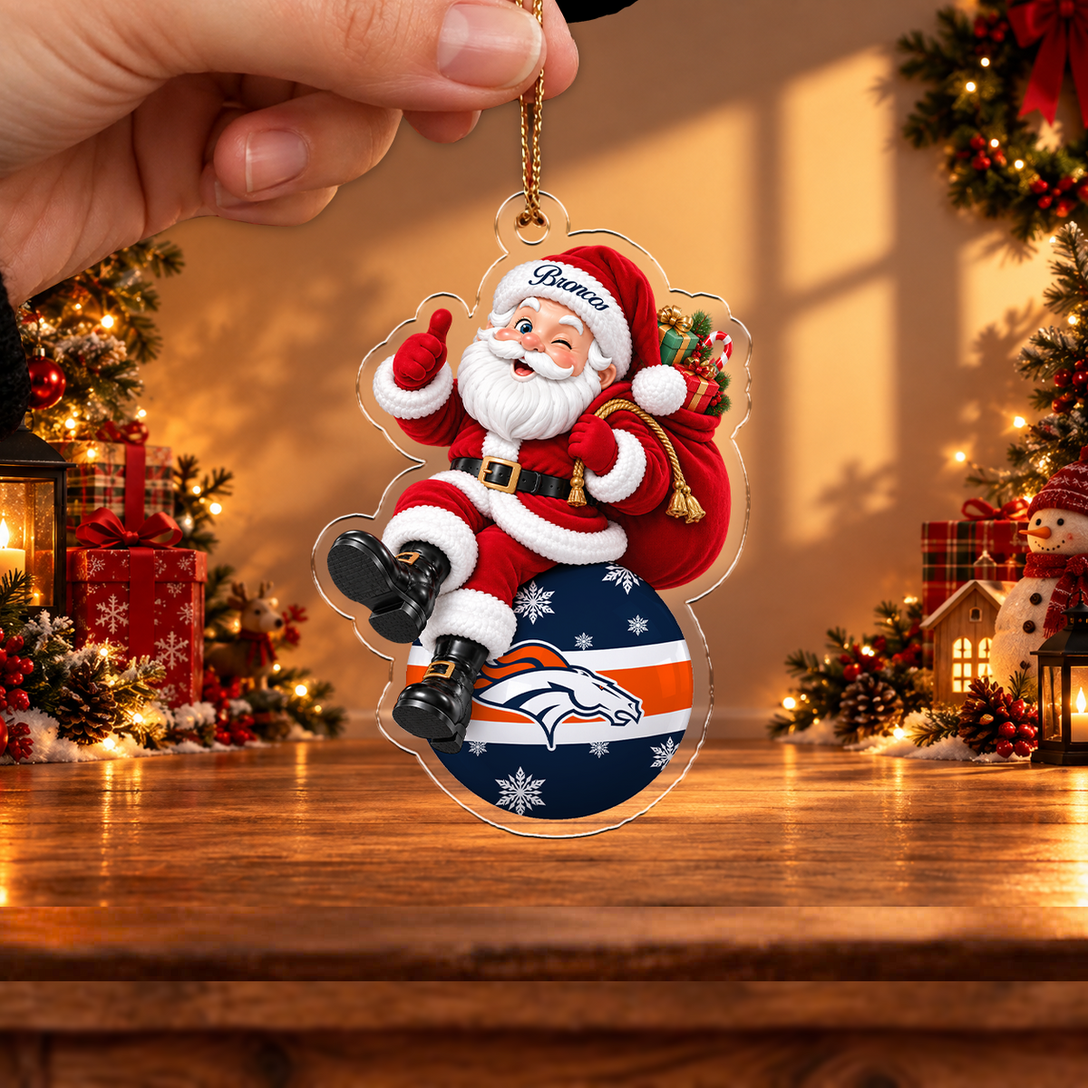 VIRAL EDITION - NEW CUSTOMIZED NFL13 DVB DENVER BRONCOS CHRISTMAS ACRYLIC ORNAMENT