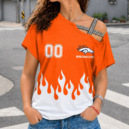 LIMITED EDITION - NEW CUSTOMIZED NFL13 DVB DENVER BRONCOS WOMEN'S SHOULDER SHIRT
