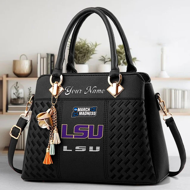 VIRAL EDITON - NEW CUSTOMIZED NCAA MAM13 LST LSU TIGERS ZIP HANDBAG MULTICOLOR