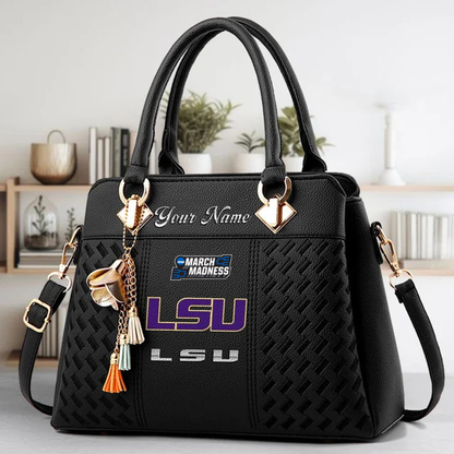 VIRAL EDITON - NEW CUSTOMIZED NCAA MAM13 LST LSU TIGERS ZIP HANDBAG MULTICOLOR
