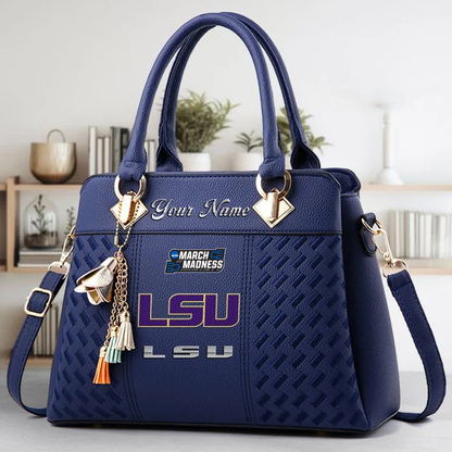 VIRAL EDITON - NEW CUSTOMIZED NCAA MAM13 LST LSU TIGERS ZIP HANDBAG MULTICOLOR