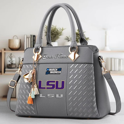 VIRAL EDITON - NEW CUSTOMIZED NCAA MAM13 LST LSU TIGERS ZIP HANDBAG MULTICOLOR