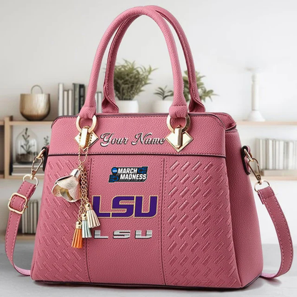 VIRAL EDITON - NEW CUSTOMIZED NCAA MAM13 LST LSU TIGERS ZIP HANDBAG MULTICOLOR