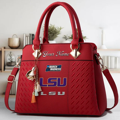 VIRAL EDITON - NEW CUSTOMIZED NCAA MAM13 LST LSU TIGERS ZIP HANDBAG MULTICOLOR