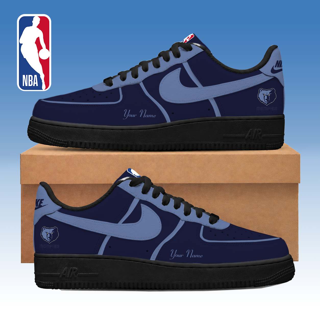FINAL SALE - NEW CUSTOMIZED NBA13 MGR MEMPHIS GRIZZLIES AF1 SNEAKERS