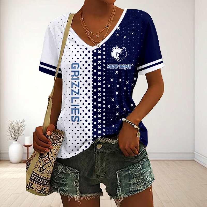 FINAL SALE - NEW CUSTOMIZED NBA13 MGR MEMPHIS GRIZZLIES V-NECK FEMALE SHIRT
