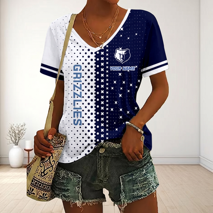 FINAL SALE - NEW CUSTOMIZED NBA13 MGR MEMPHIS GRIZZLIES V-NECK FEMALE SHIRT