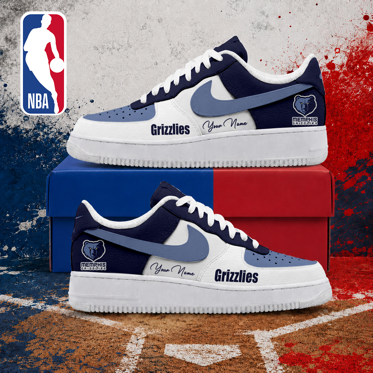FINAL SALE - NEW CUSTOMIZED NBA13 MGR MEMPHIS GRIZZLIES AF1 SNEAKERS
