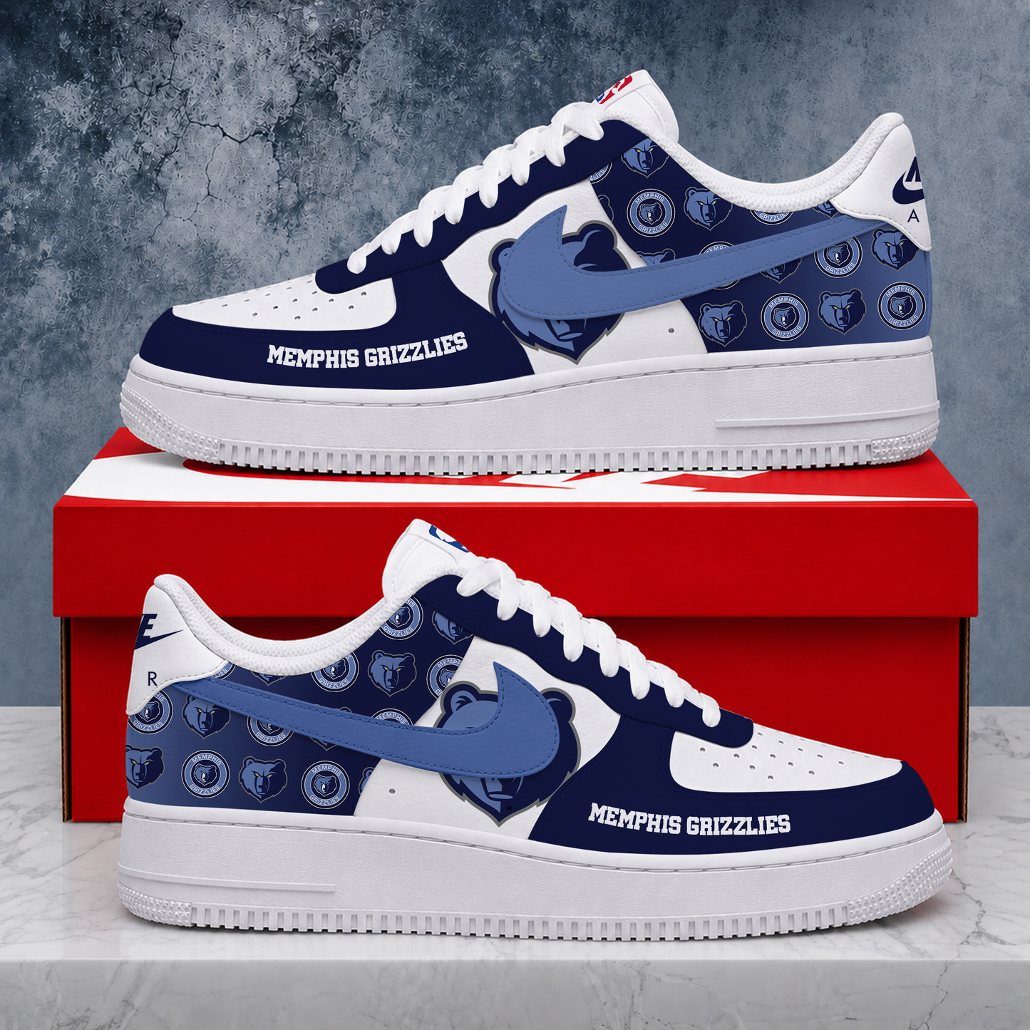 ELITE EDITION - NEW CUSTOMIZED NBA13 MGR MEMPHIS GRIZZLIES AF1 SNEAKERS