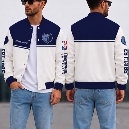 EXCLUSIVE EDITION - NEW CUSTOMIZED NBA13 MGR MEMPHIS GRIZZLIES BASEBALL JACKET, SATIN VARSITY JACKET