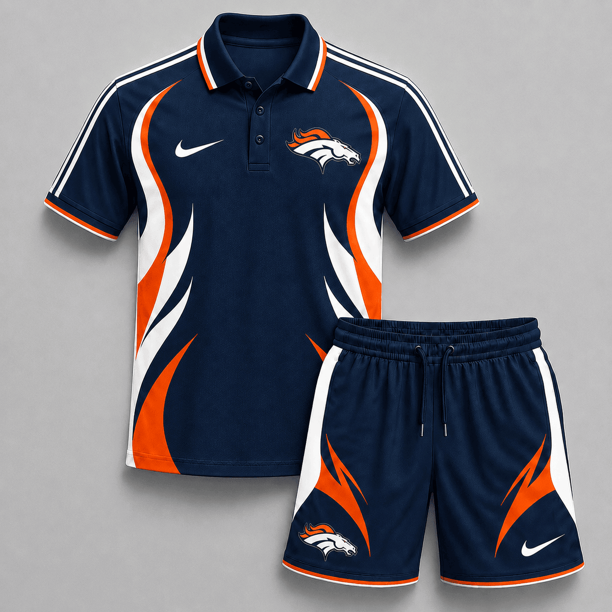 EXCLUSIVE EDITION - NEW CUSTOMIZED | NFL13 DVB DENVER BRONCOS POLO SHIRT & SHORT PANTS SET