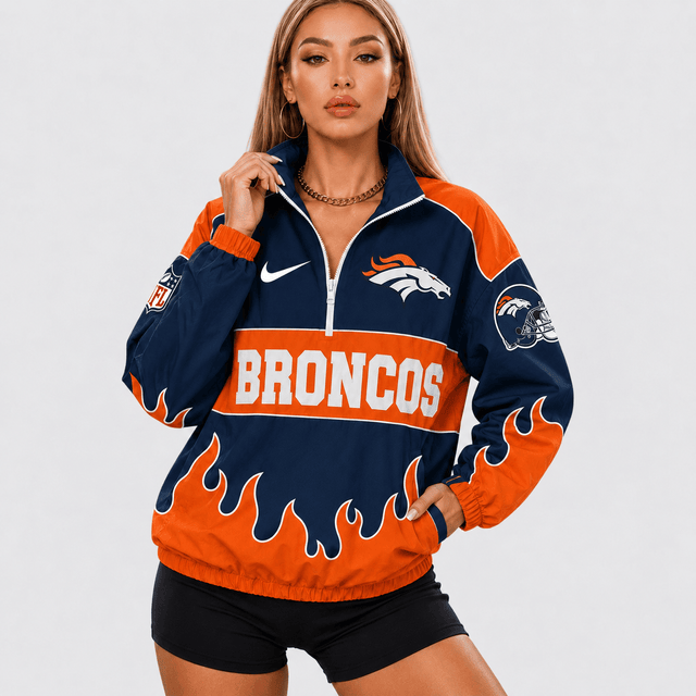 ELITE EDITION - NEW CUSTOMIZED | NFL13 DVB DENVER BRONCOS V-NECK ZIPPER SWEATSHIRT JACKET