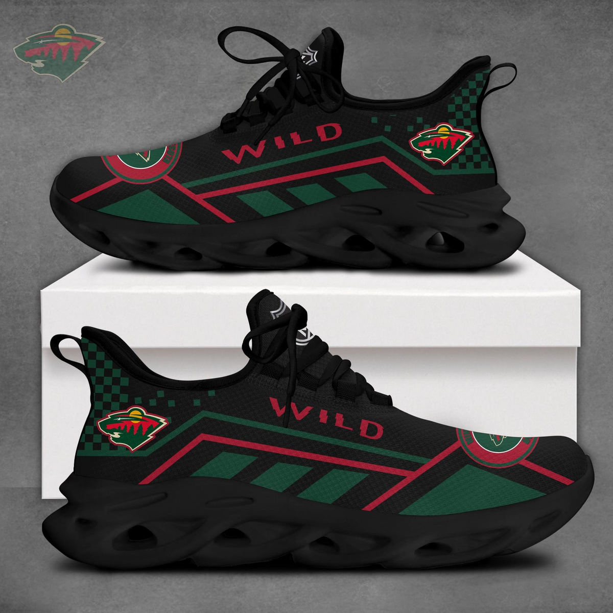 LIMITED EDITION - NEW CUSTOMIZED NHL13 MNW MINNESOTA WILD CLUNKY SNEAKERS