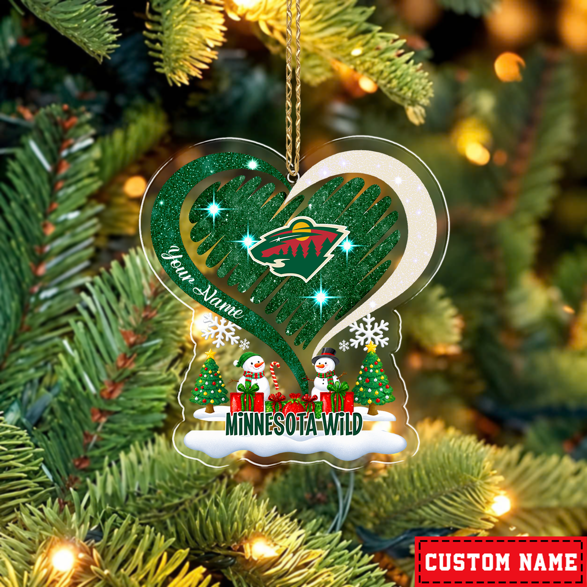 LIMITED EDITION - NEW CUSTOMIZED NHL13 MNW MINNESOTA WILD CHRISTMAS ACRYLIC ORNAMENT