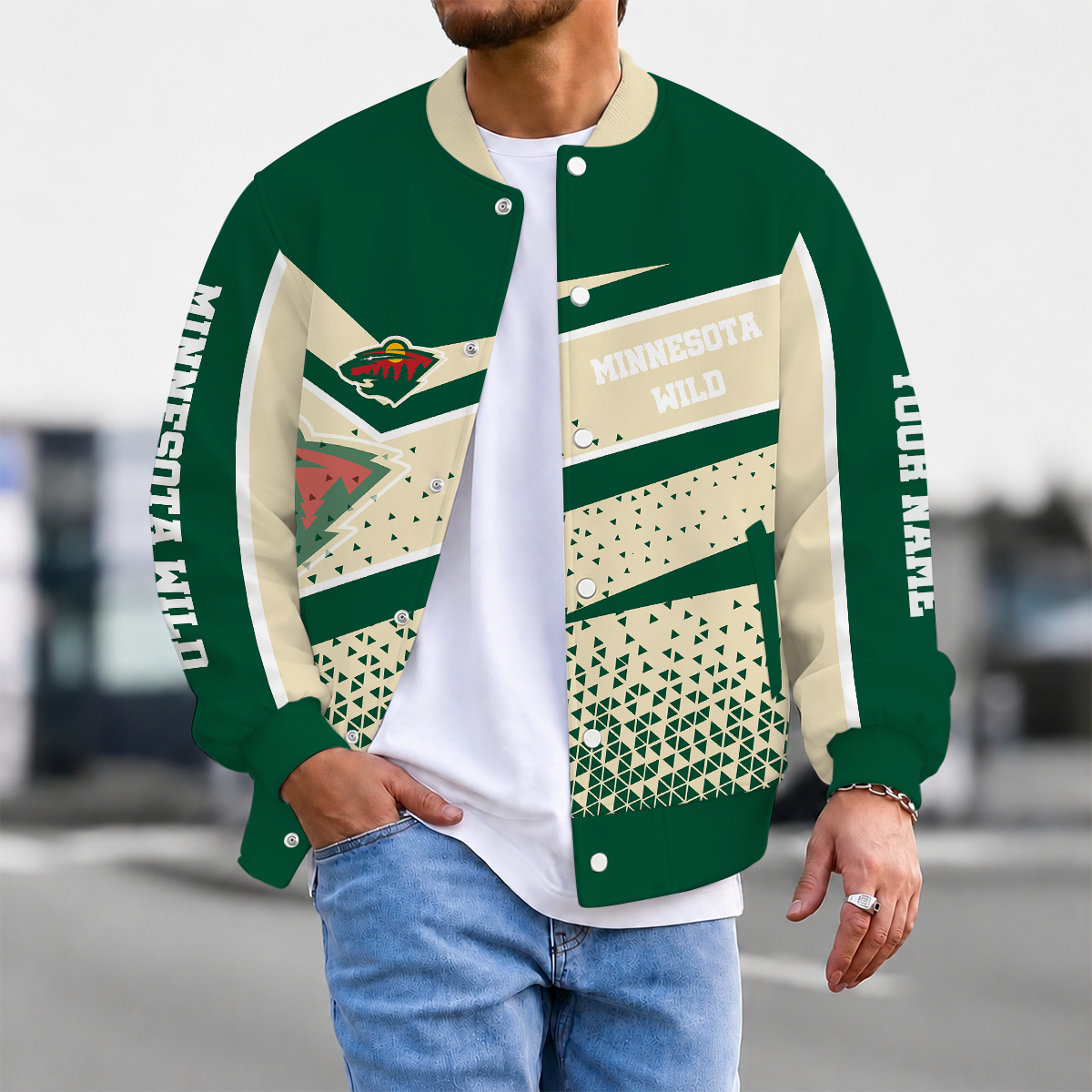 LIMITED EDITION - NEW CUSTOMIZED NHL13 MNW MINNESOTA WILD SATIN VARSITY JACKET & BASEBALL JACKET
