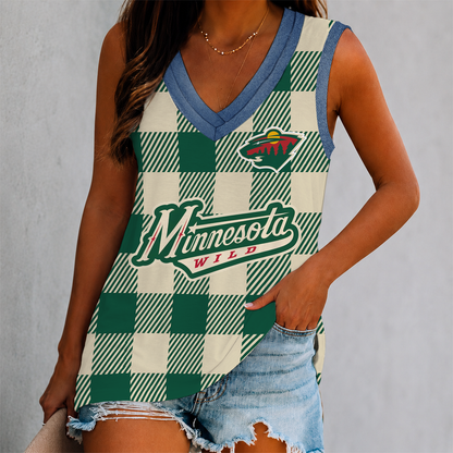 LIMITED EDITION - NEW CUSTOMIZED NHL13 MNW MINNESOTA WILD WOMEN'S V-NECK TANK TOP