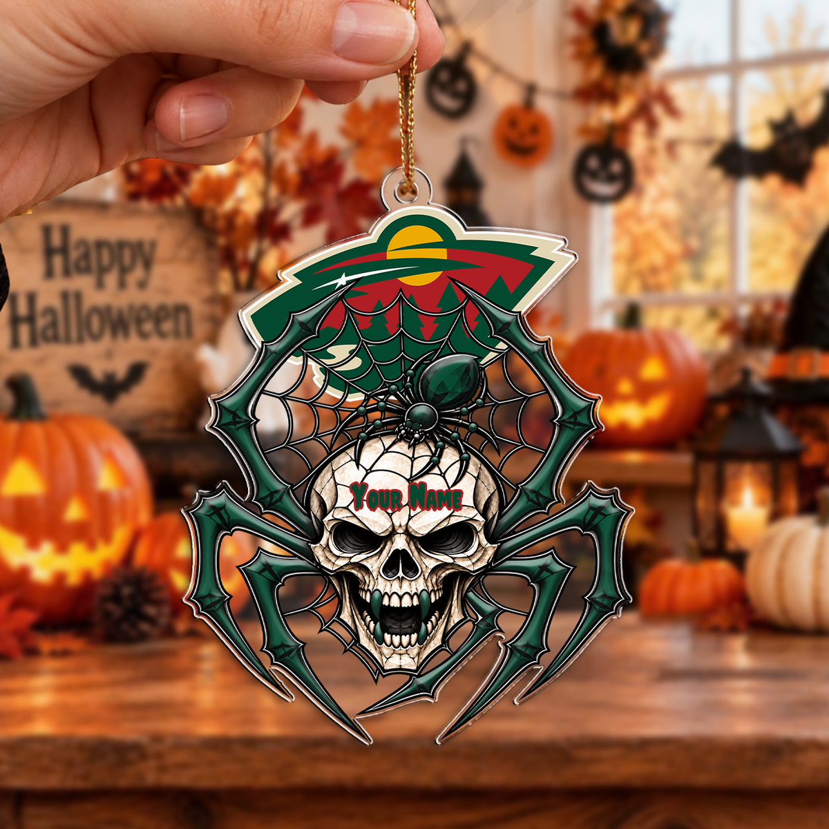 FINAL SALE - NEW CUSTOMIZED NHL13 MNW MINNESOTA WILD HALLOWEEN ACRYLIC ORNAMENT