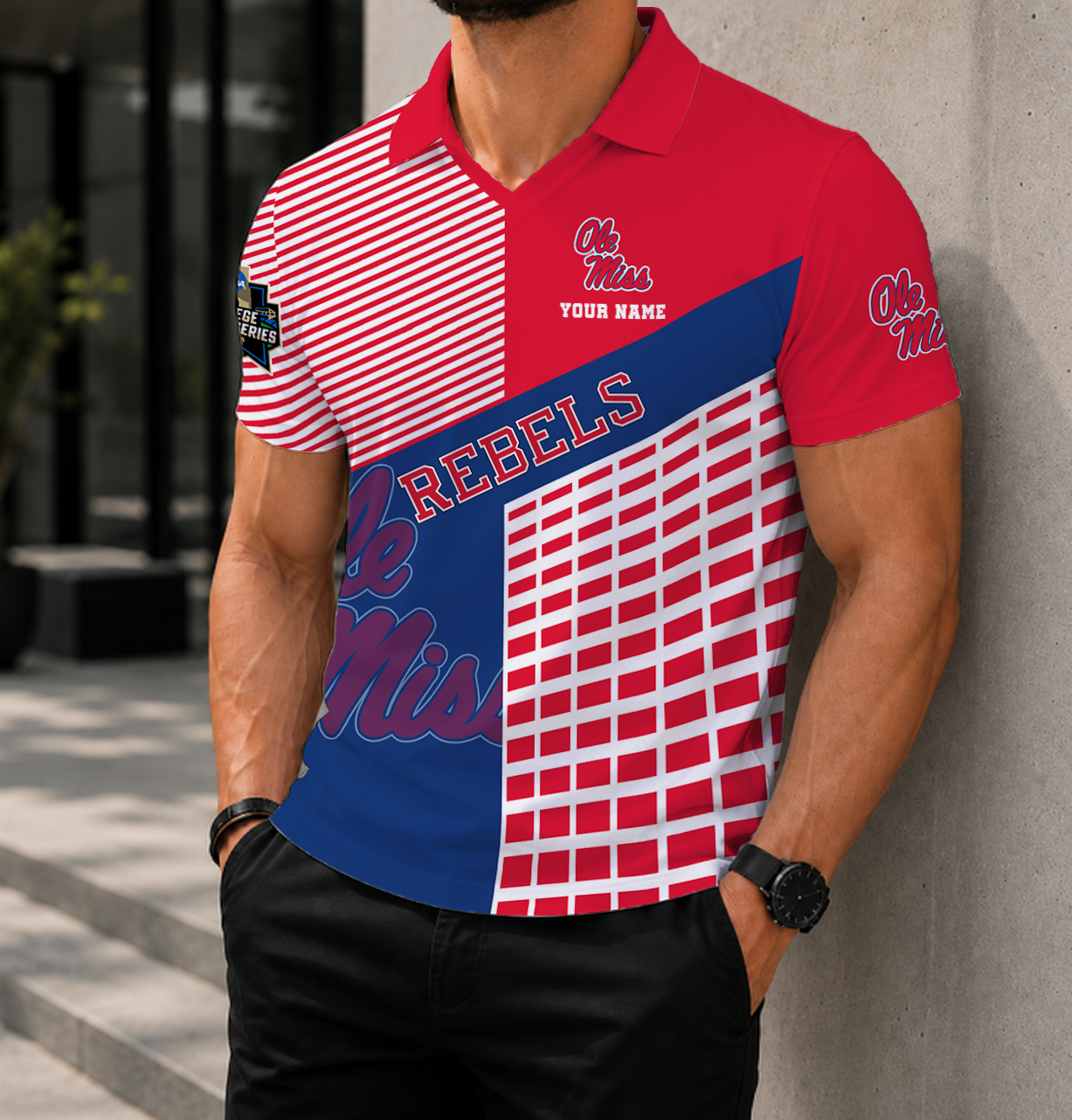 LIMITED EDITION - NEW CUSTOMIZED NCAA CWS13 OMR OLE MISS REBELS POLO SHIRT