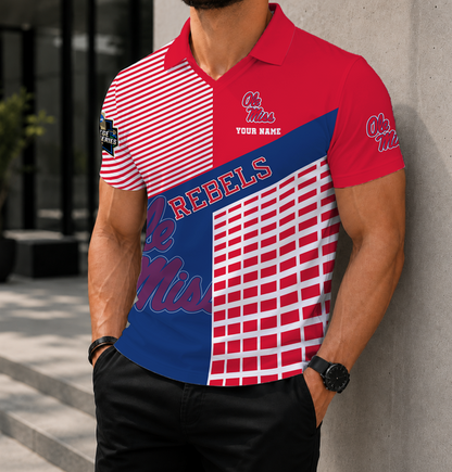 LIMITED EDITION - NEW CUSTOMIZED NCAA CWS13 OMR OLE MISS REBELS POLO SHIRT