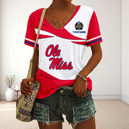 VIRAL EDITON - NEW CUSTOMIZED CWS NCAA13 OMR OM REBELS V-NECK FEMALE SHIRT
