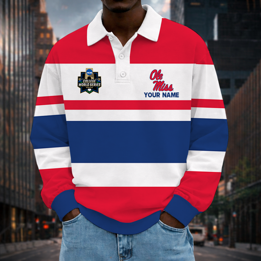 MEGA SALE - NEW CUSTOMIZED CWS NCAA13 OMR OM REBELS UNISEX LONG SLEEVE POLO