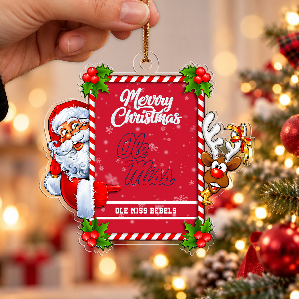 VIRAL EDITION - NEW CUSTOMIZED NCAA CWS13 OMR OLE MISS REBELS CHRISTMAS ACRYLIC ORNAMENT
