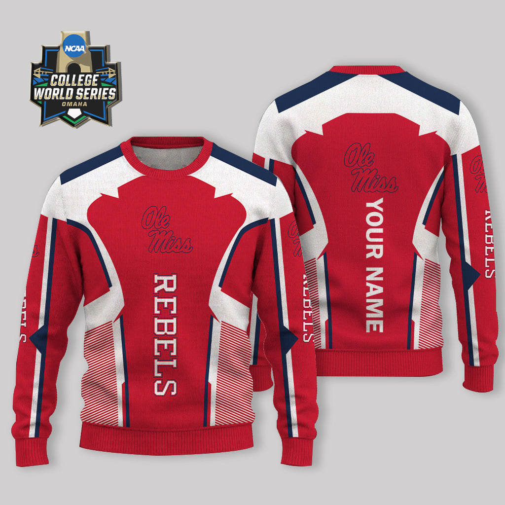 LIMITED EDITION - NEW CUSTOMIZED NCAA CWS13 OMR OLE MISS REBELS UGLY SWEATER