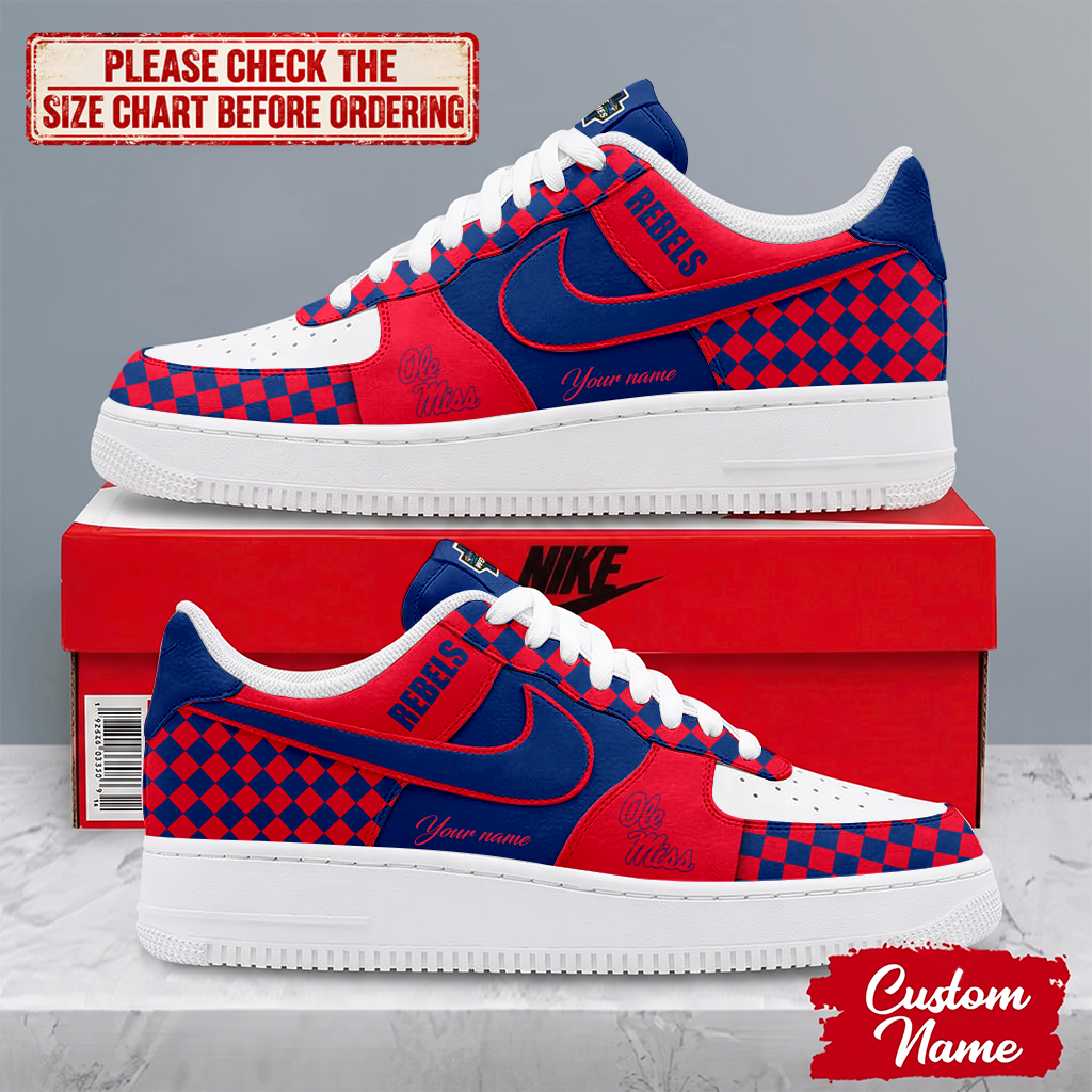 SPECIAL EDITION - NEW CUSTOMIZED NCAA CWS13 OMR OLE MISS REBELS AF1 SHOES