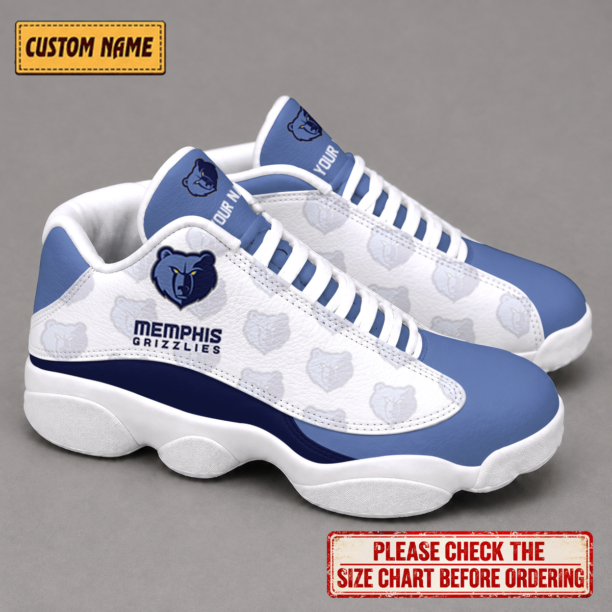 SPECIAL EDITION - NEW CUSTOMIZED NBA13 MGR MEMPHIS GRIZZLIES AIR JORDAN 13 LOW TOP SNEAKER