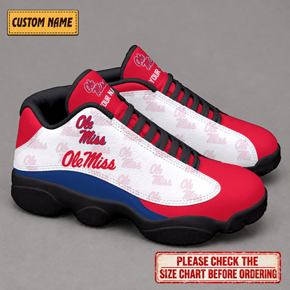 LIMITED EDITION - NEW CUSTOMIZED NCAA CWS13 OMR OLE MISS REBELS AIR JORDAN 13 LOW TOP SNEAKER