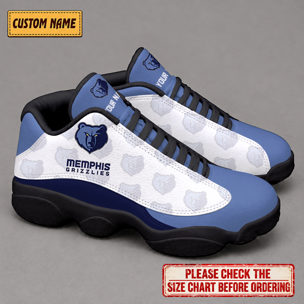 SPECIAL EDITION - NEW CUSTOMIZED NBA13 MGR MEMPHIS GRIZZLIES AIR JORDAN 13 LOW TOP SNEAKER
