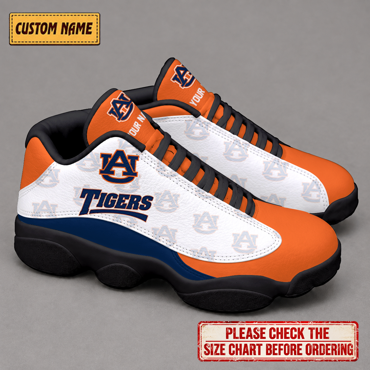 LIMITED EDITION - NEW CUSTOMIZED NCAA FBS13 ABT AUBURN TIGERS AIR JORDAN 13 LOW TOP SNEAKER