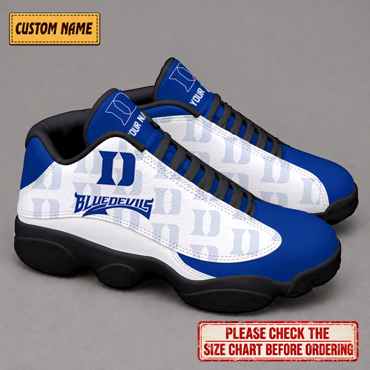 LIMITED EDITION - NEW CUSTOMIZED NCAA CFH13 DLD DUKE BLUE DEVILS AIR JORDAN 13 LOW TOP SNEAKER