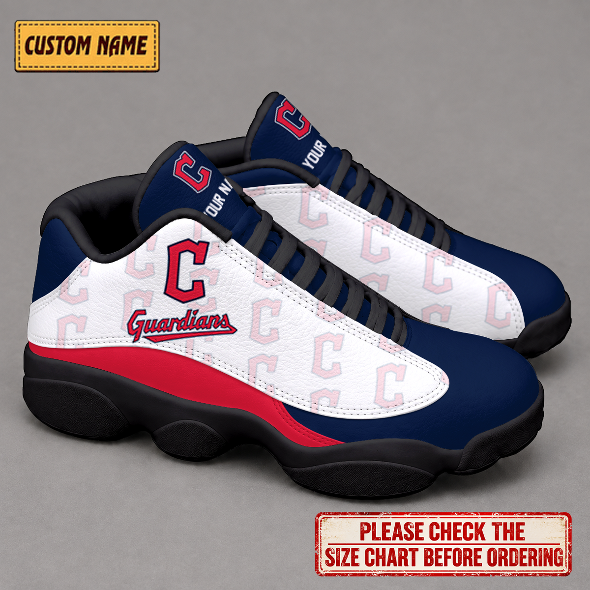 LIMITED EDITION - NEW CUSTOMIZED NFL13 CGS CLEVELAND GUARDIANS AIR JORDAN 13 LOW TOP SNEAKER