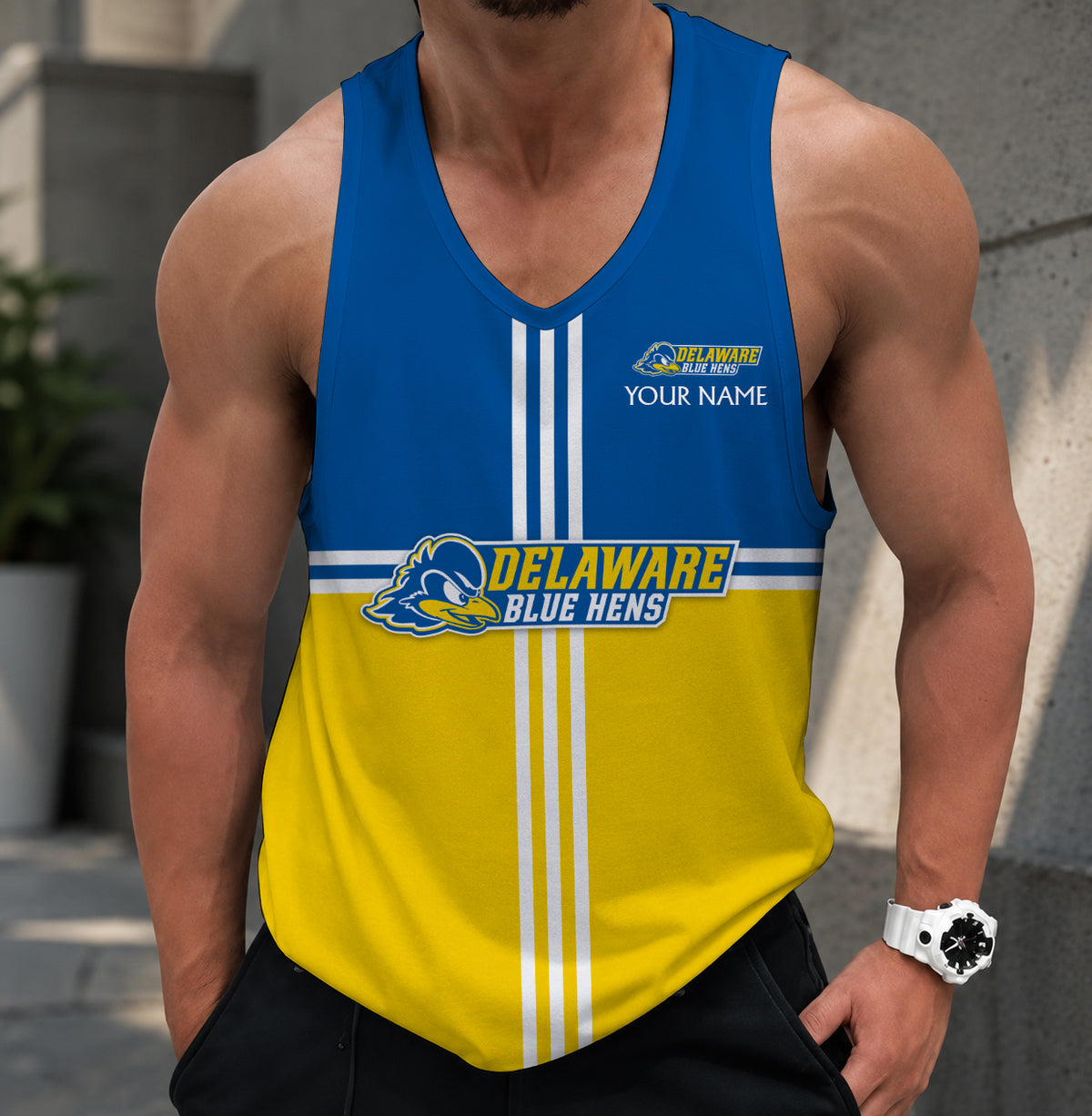 SPECIAL EDITION - NEW CUSTOMIZED NCAA CFH14 DFH DELAWARE FIGHTIN' BLUE HENS UNISEX TANK TOP